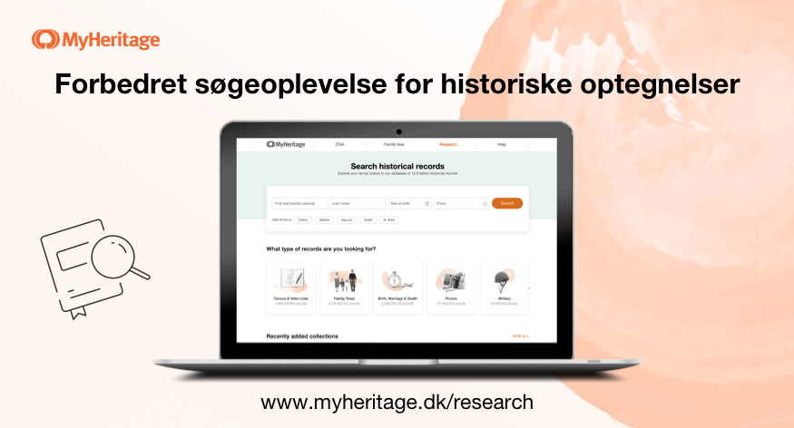 Find optegnelser med den nye søgemaskine på MyHeritage
